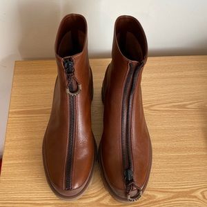 rag & bone Brown Front-Zip Leather Ankle Boots